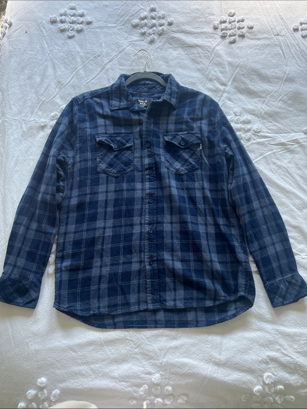 Hurley Dark Blue Men’s Checkered Button Down Shirt